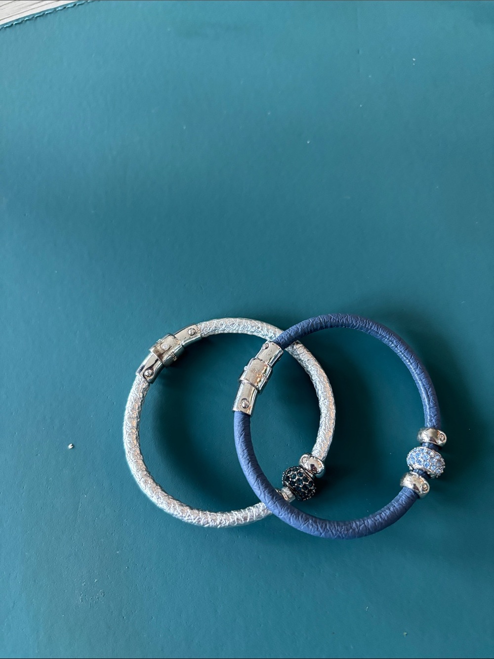 henri bendel Silver and Navy Cord Bracelet Duo with Sparkle Beads